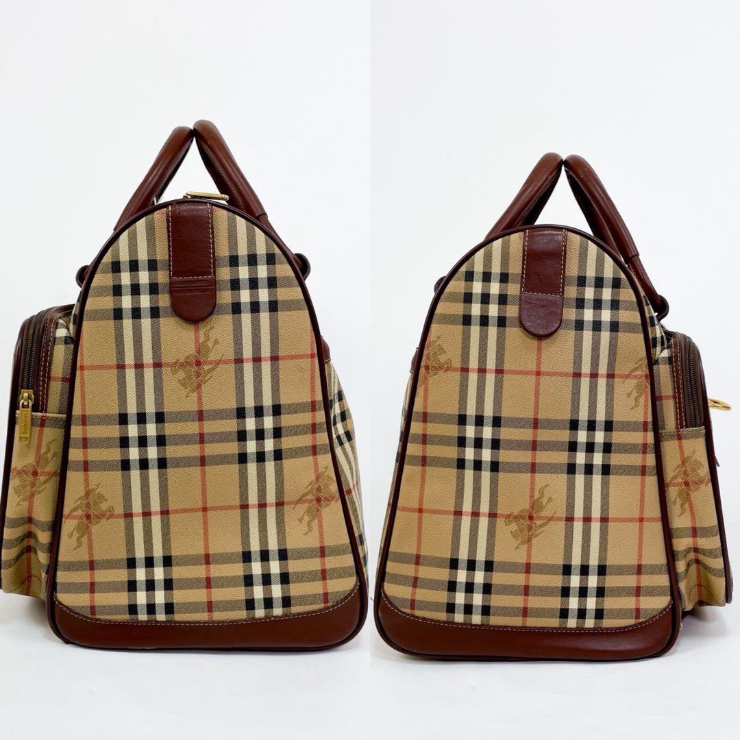 【超希少】バーバリー ボストンバッグ ノバチェック ホースロゴ PVC ベージュ