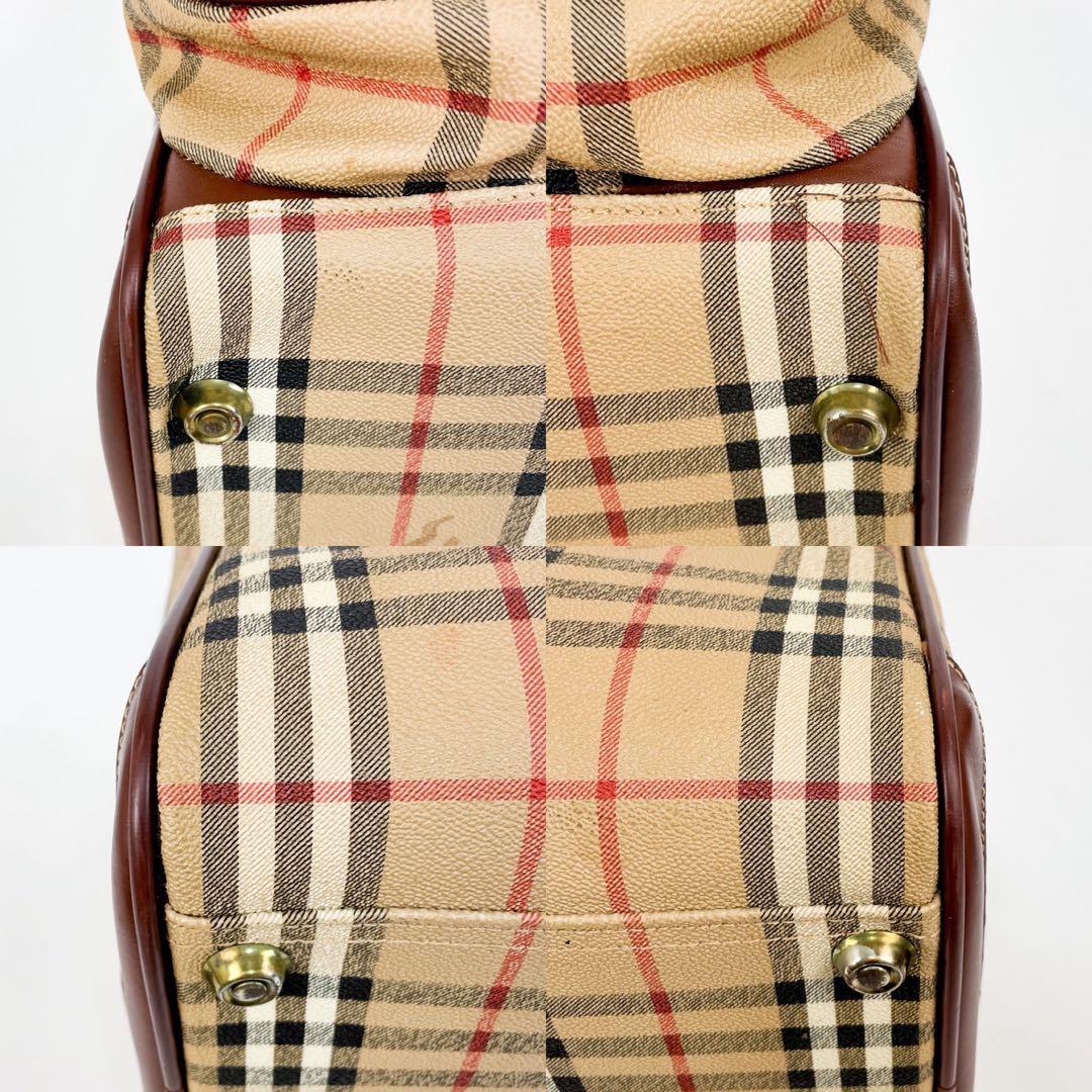 【超希少】バーバリー ボストンバッグ ノバチェック ホースロゴ PVC ベージュ