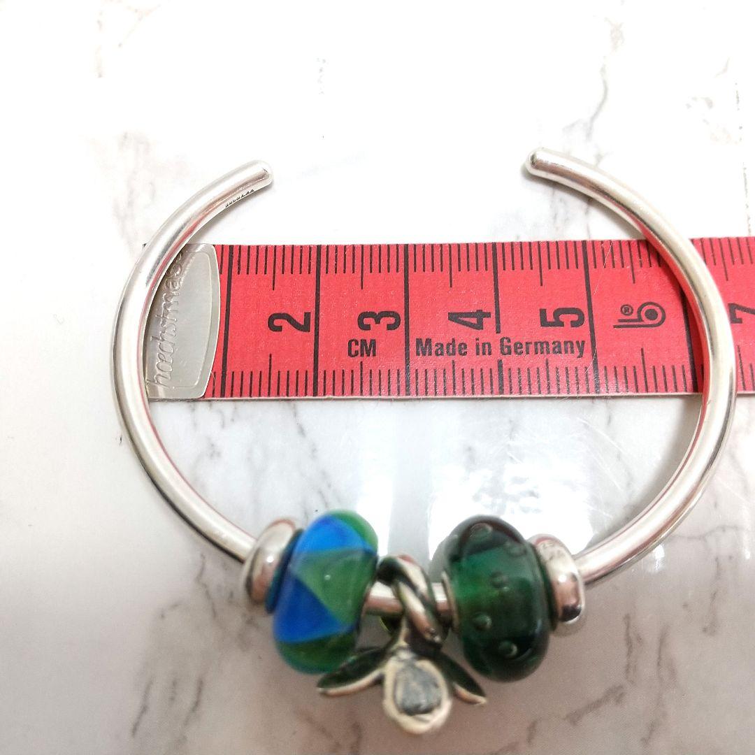 トロールビーズ　シルバー925バングル　スペーサー　花　リーフ　グリーン　セット