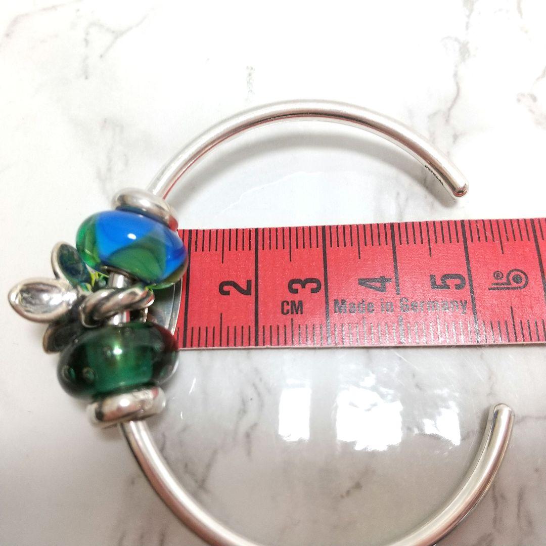 トロールビーズ　シルバー925バングル　スペーサー　花　リーフ　グリーン　セット