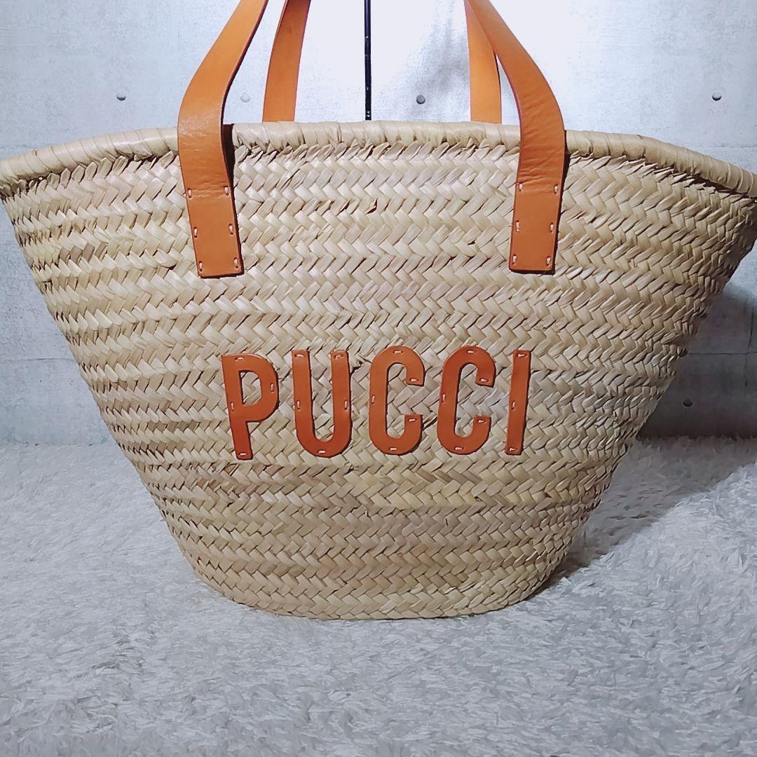 【美品 ビッグサイズ】エミリオプッチ　カゴバッグ　ラフィア　トートバッグ　夏鞄