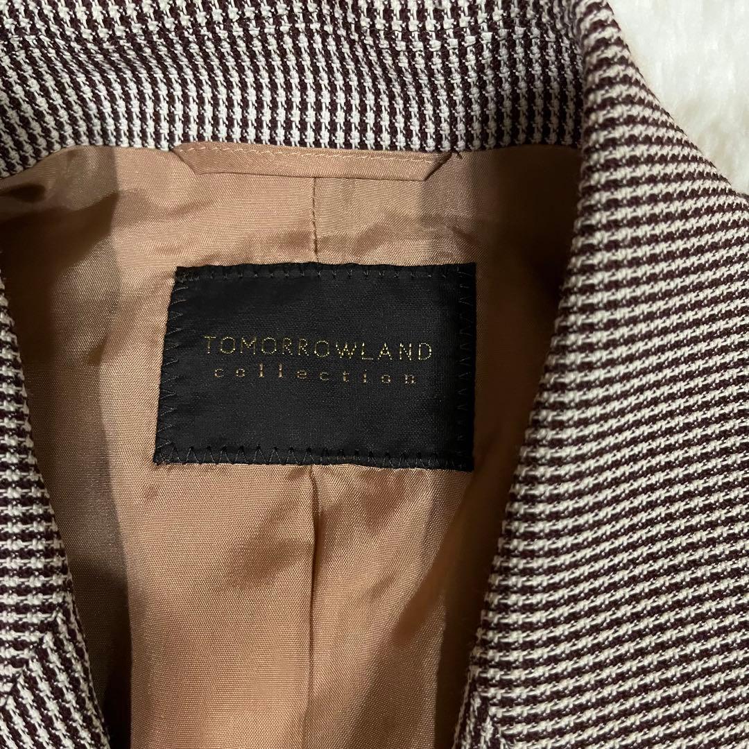 トゥモローランドコレクションダブルブレスト　ジャケット　チェック千鳥格子ブラウン