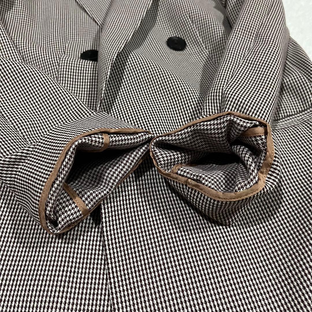 トゥモローランドコレクションダブルブレスト　ジャケット　チェック千鳥格子ブラウン