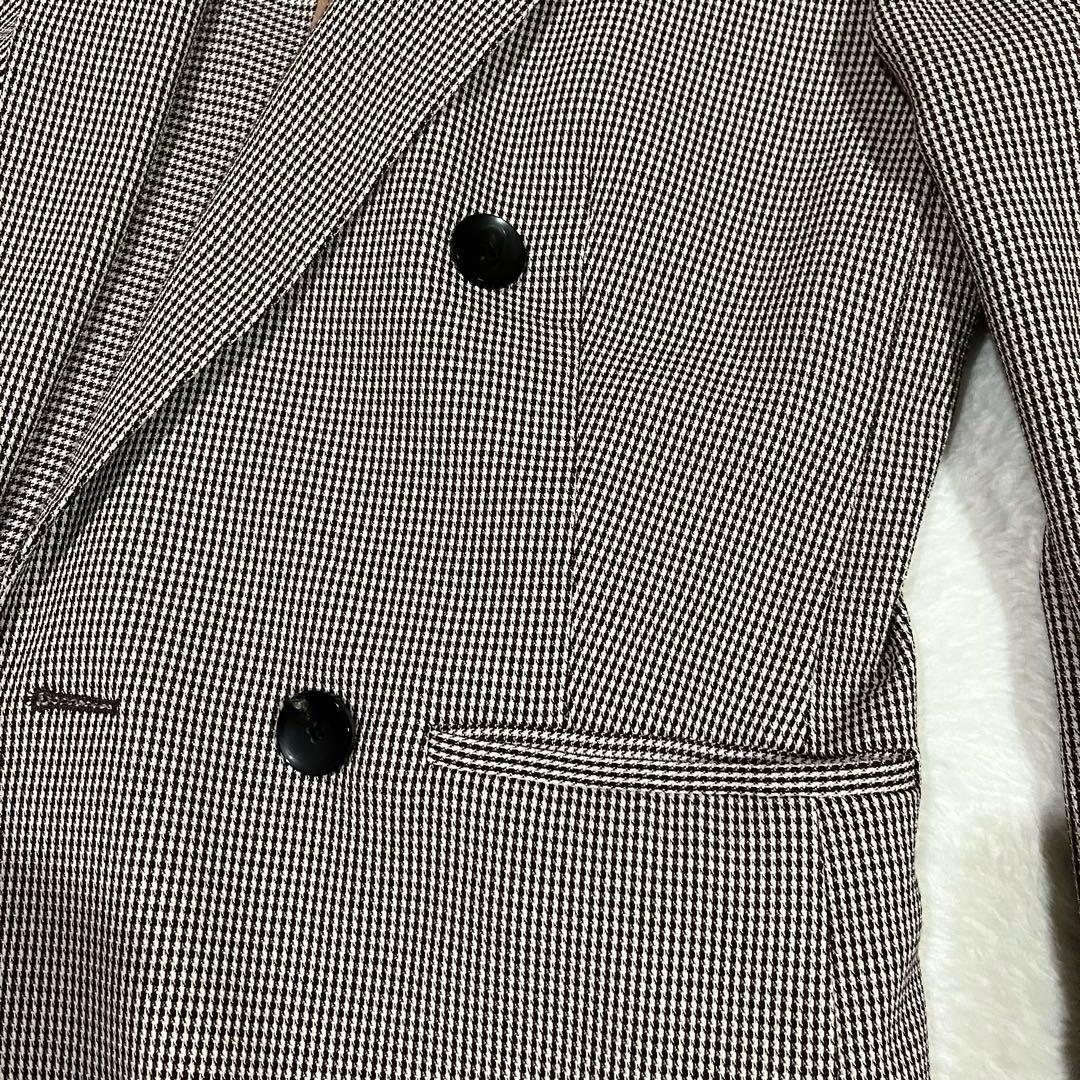 トゥモローランドコレクションダブルブレスト　ジャケット　チェック千鳥格子ブラウン