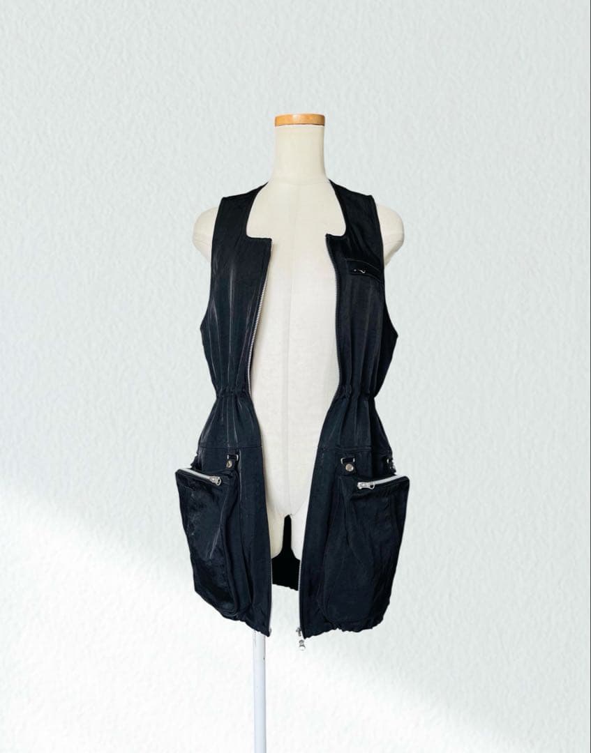 55000円 GVGV 黒 ジャンパースカート カーゴ ベスト ジャケット 36