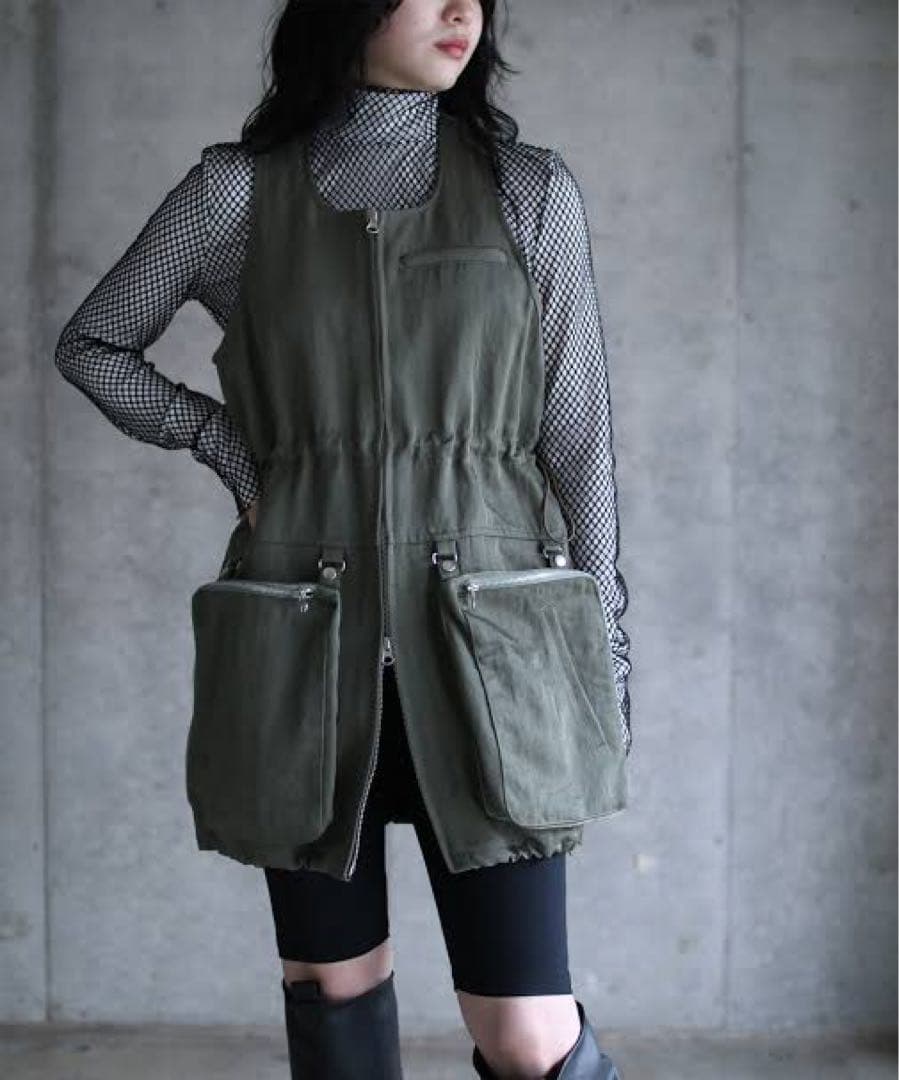 55000円 GVGV 黒 ジャンパースカート カーゴ ベスト ジャケット 36