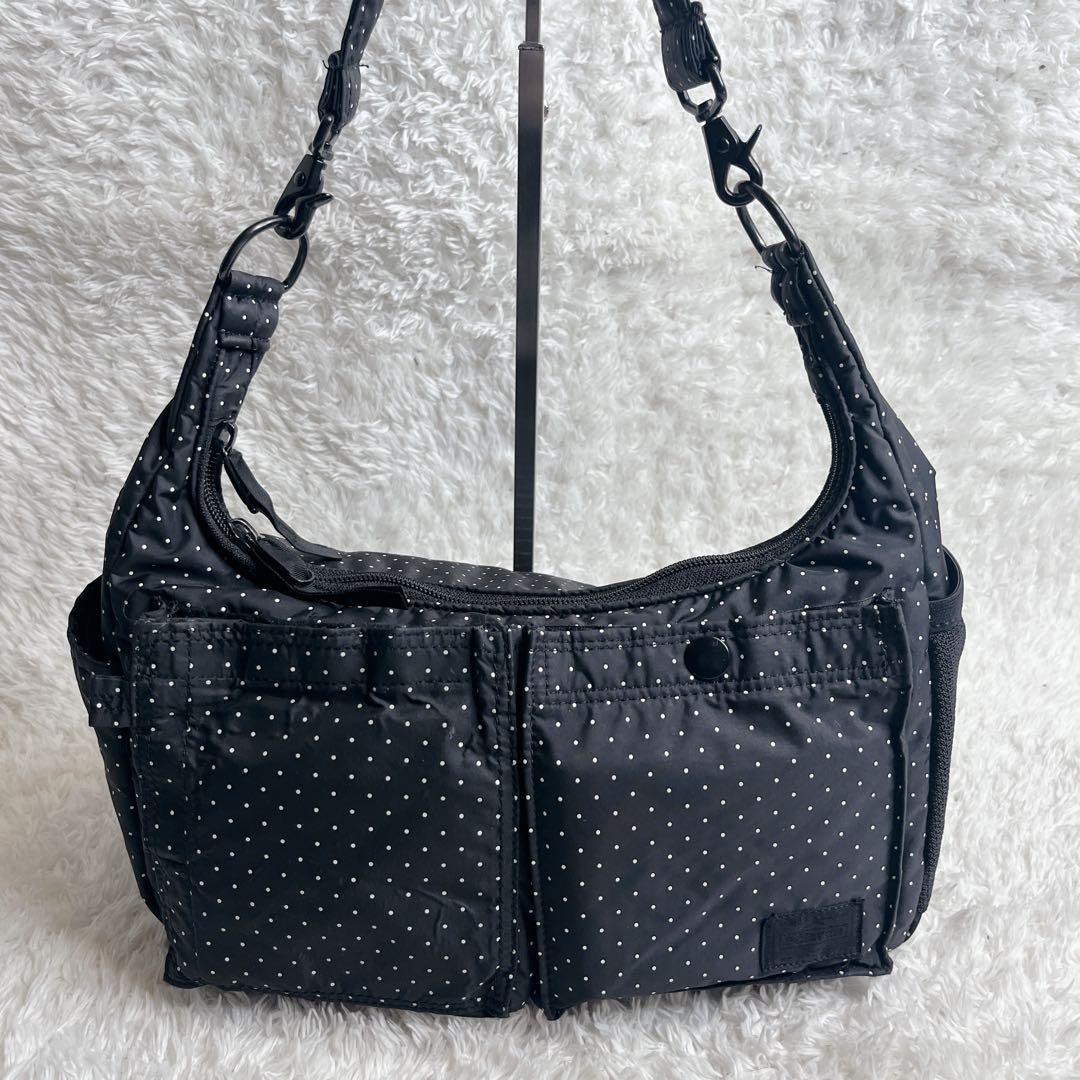 HEAD PORTER BLACK BEAUTY ドット ショルダーバッグ 黒