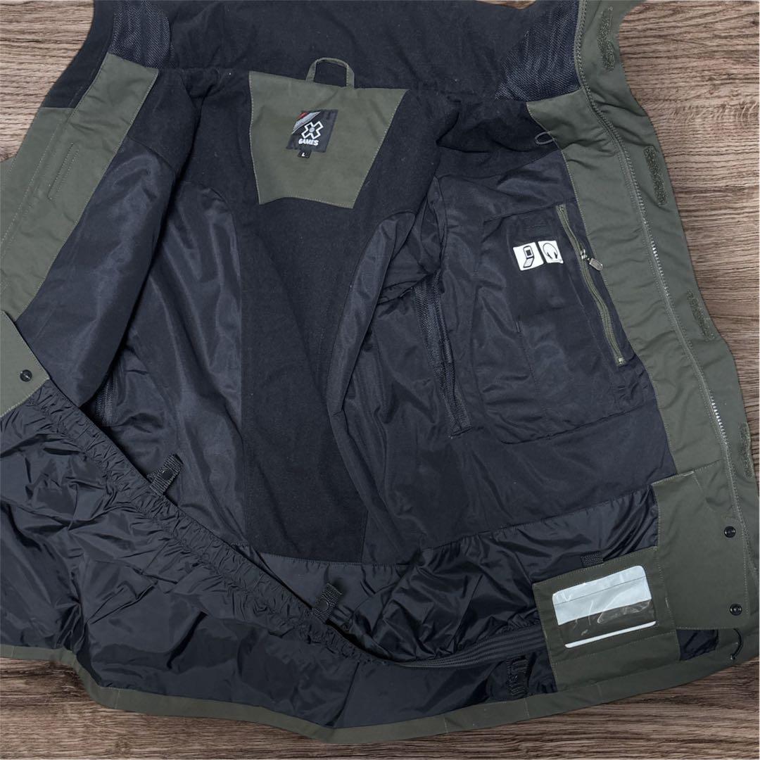 スノボー スキー ウェア上下セット オリーブグリーン＆グレー