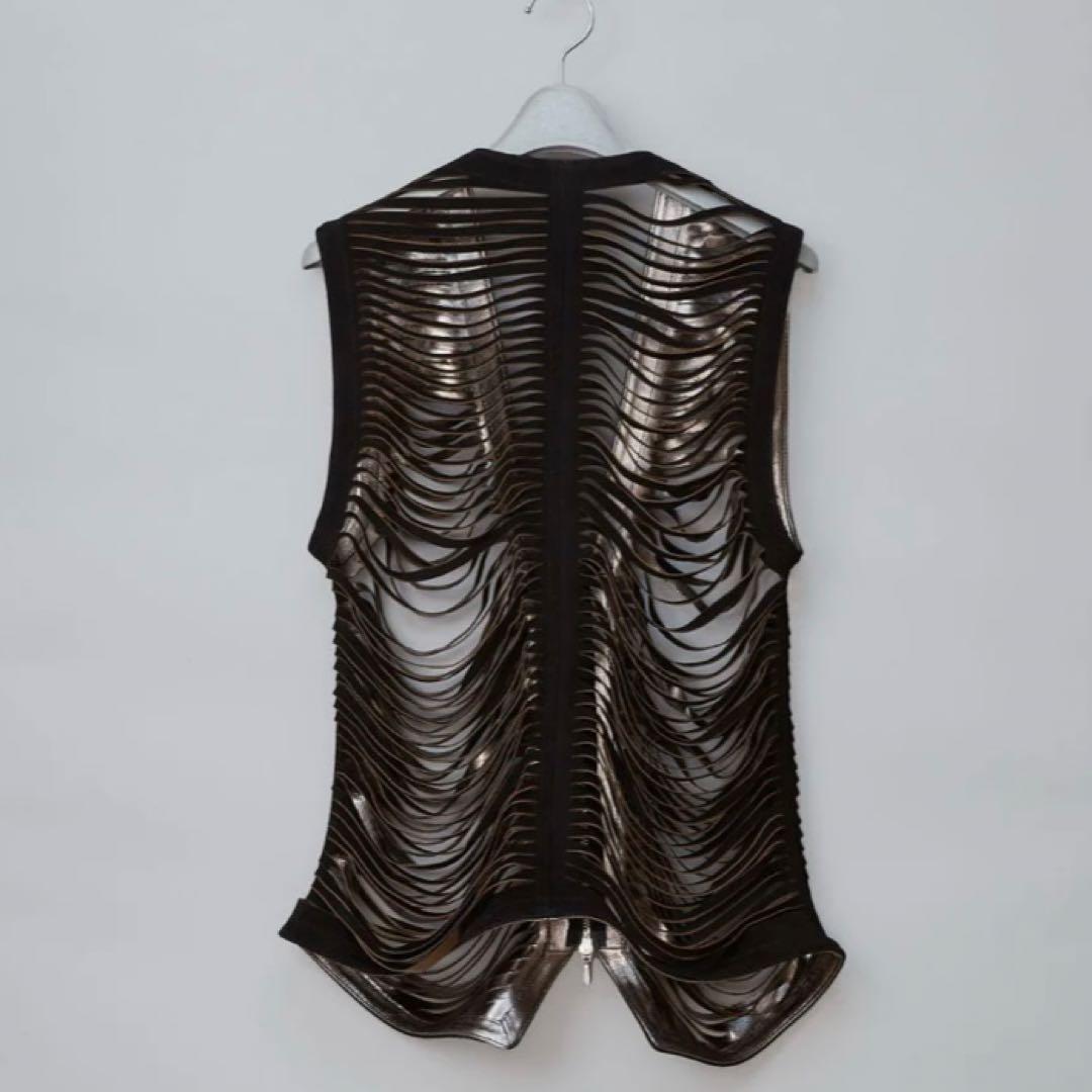 トップス MASU SHREDDER LEATHER VEST(BLACK) 48