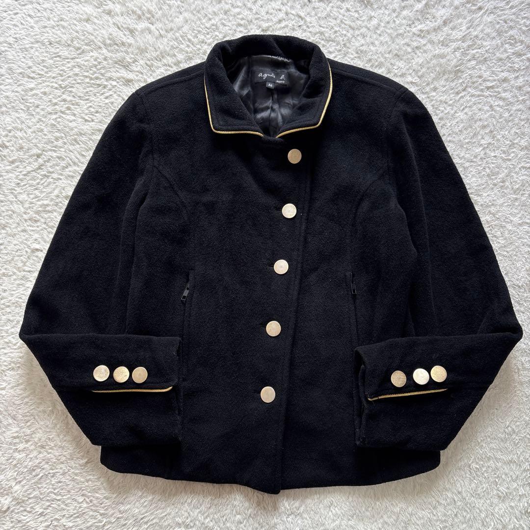 アニエスベー　カシミヤ混ナポレオンジャケット　2020AW コート　ブラック