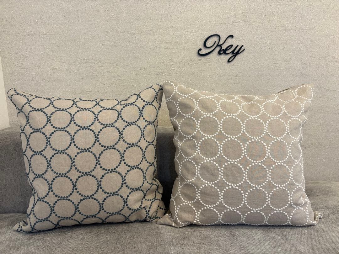 ミナペルホネン　ハンドメイドクッションカバー★タンバリン ベージュxブルーグレー