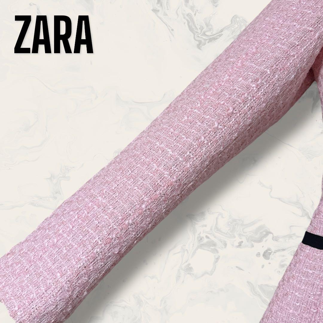 【未使用】 ZARA コントラスト パイピング テクスチャー ジャケット ピンク