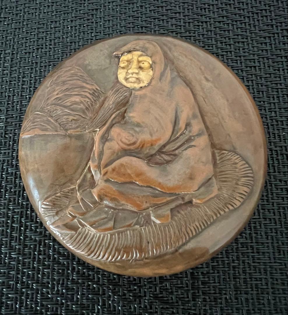 古美術 黄楊香合 箱付き アンティーク