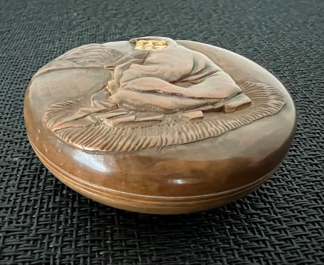 古美術 黄楊香合 箱付き アンティーク