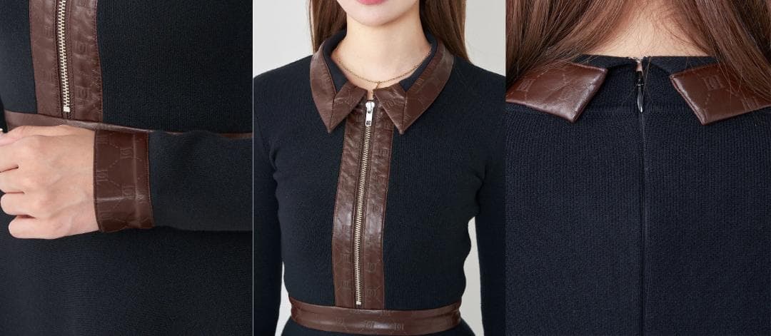 ダーリッチ darich ロゴレザーフレアミニワンピース BLK ブラック FL