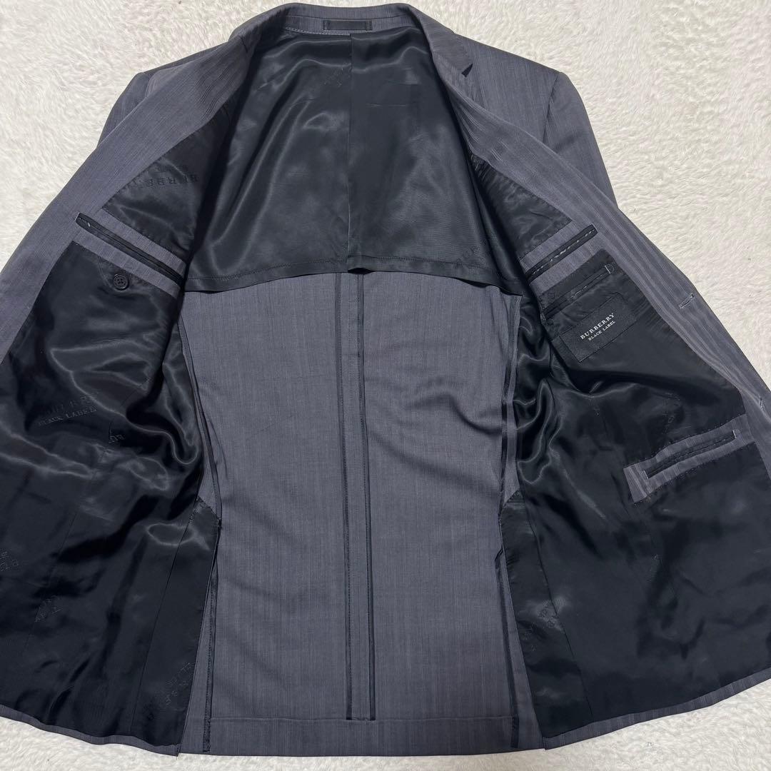 極美品！バーバリーブラックレーベル スーツ 3ピース 裏地総柄 ブラック XL