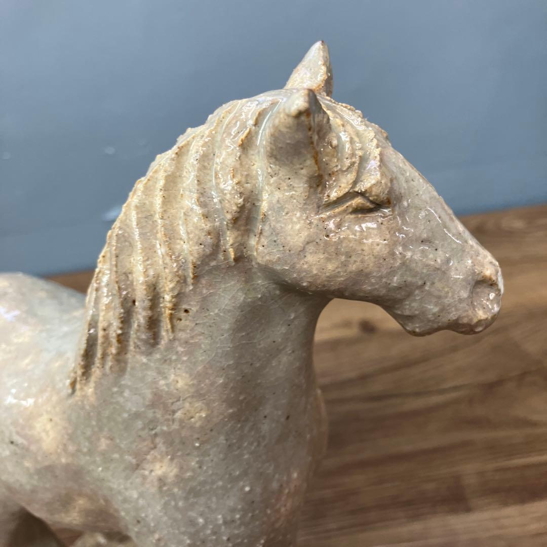 3F 馬 置物 陶器 骨董 干支 午 共箱付き 馬 陶器 オブジェ アンティーク