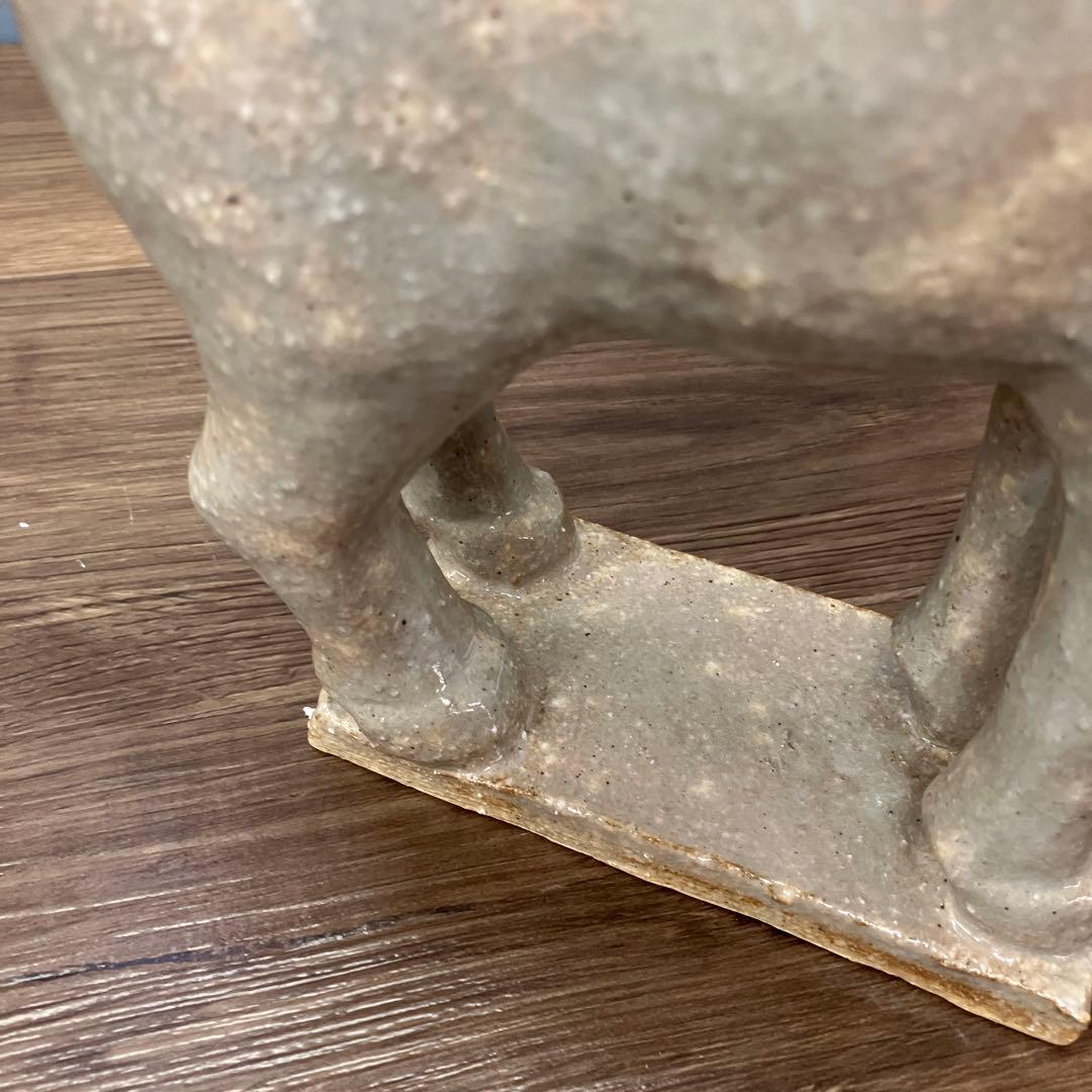 3F 馬 置物 陶器 骨董 干支 午 共箱付き 馬 陶器 オブジェ アンティーク