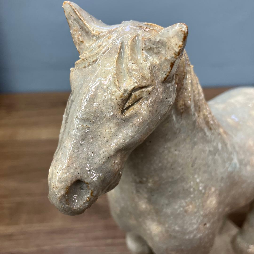 3F 馬 置物 陶器 骨董 干支 午 共箱付き 馬 陶器 オブジェ アンティーク