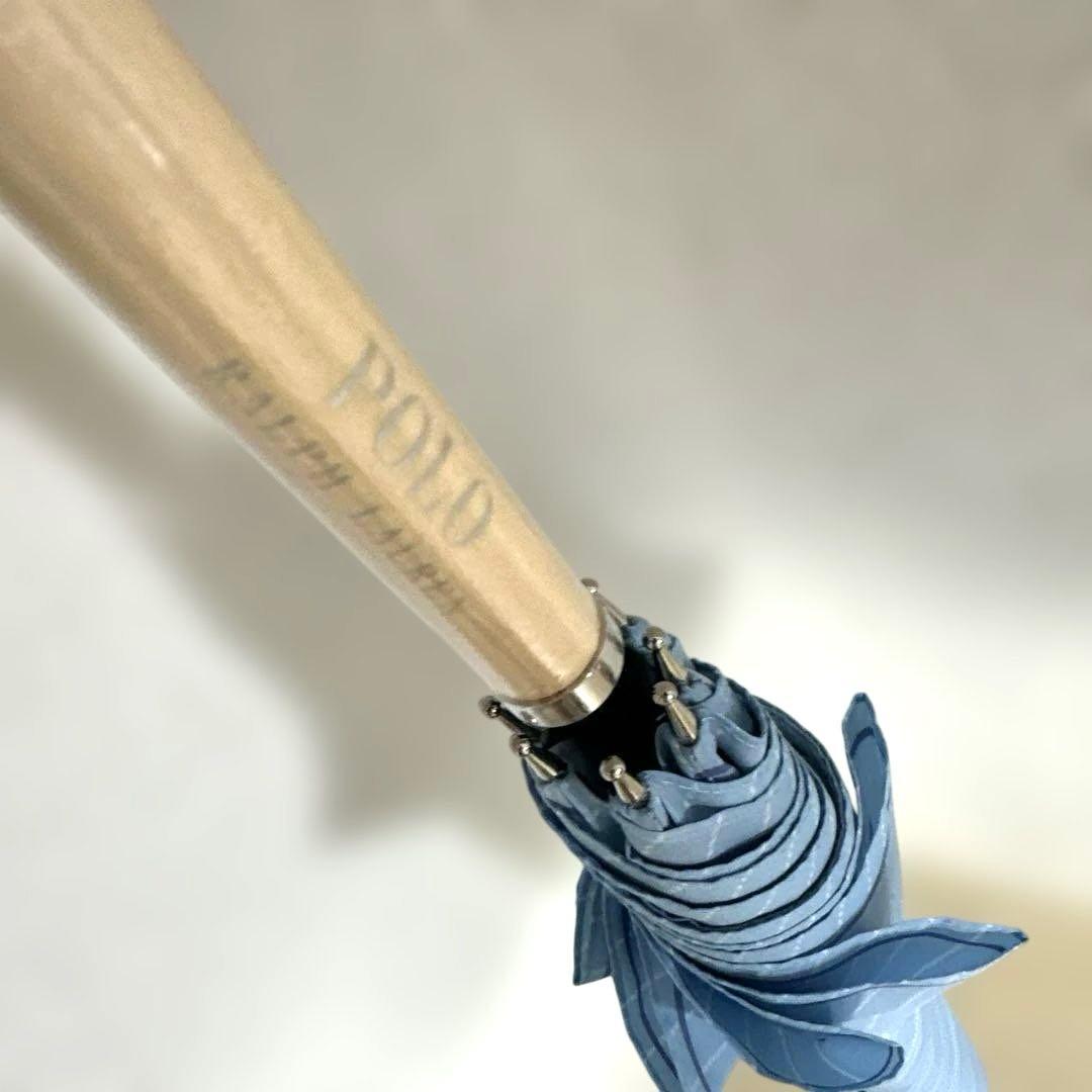 新品未使用タグ付）　ポロラルフローレン長傘　ロゴ刺繍スカイブルー60㎝