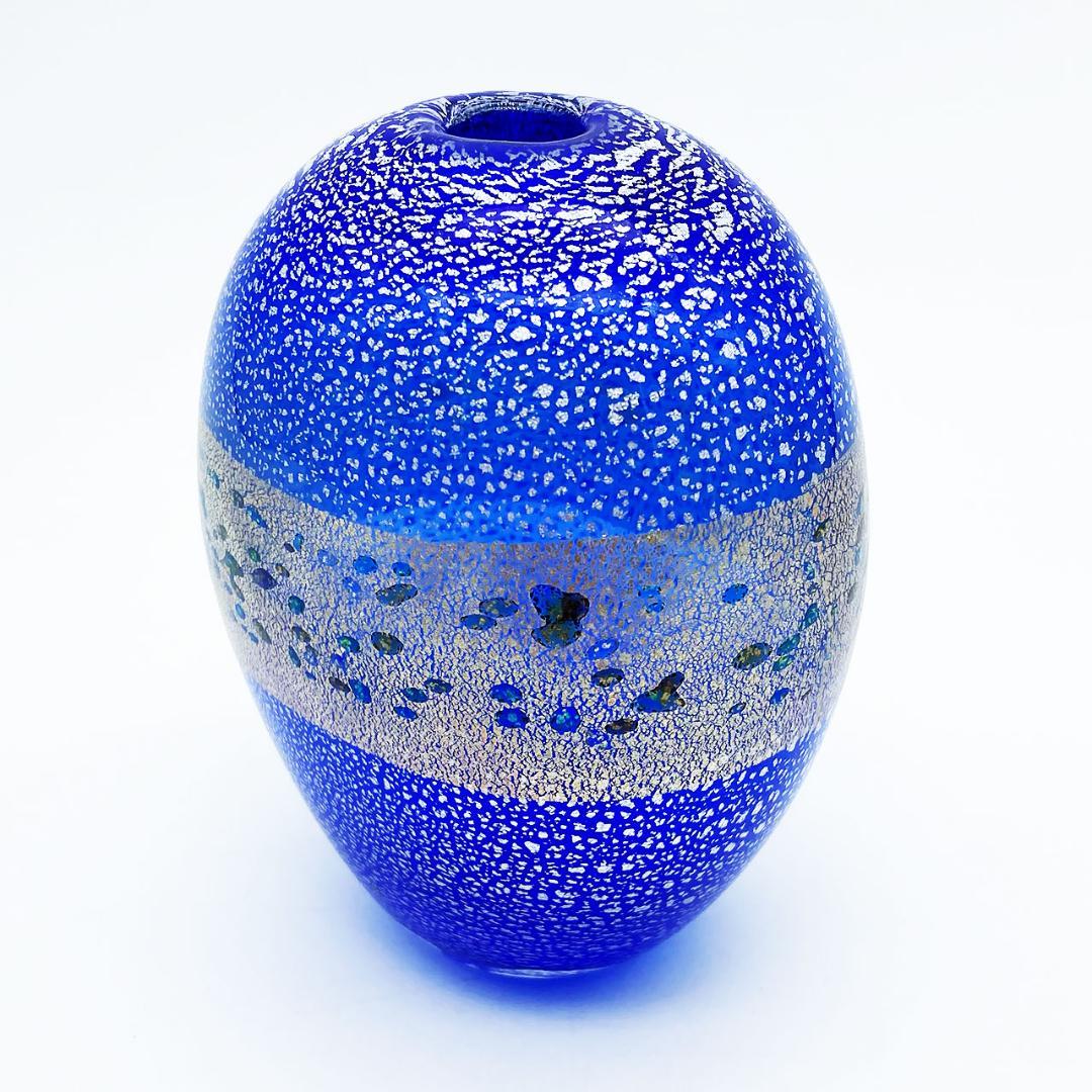 現代の名工 黒木国昭 金彩・銀彩象嵌 光琳 花瓶 スカイブルー 一輪挿し 芸術品