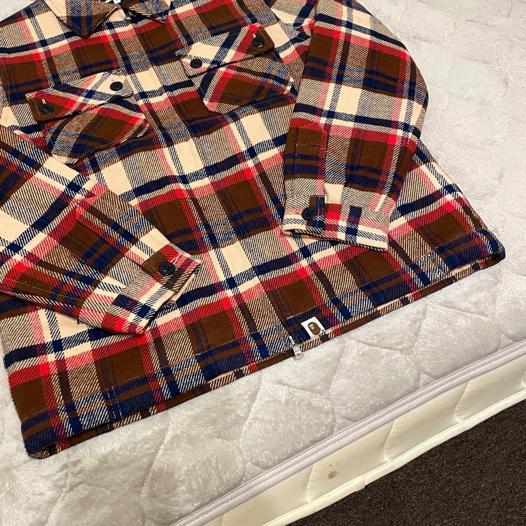 ジャケット・アウター BAPE CHECK CPO ZIP JACKET