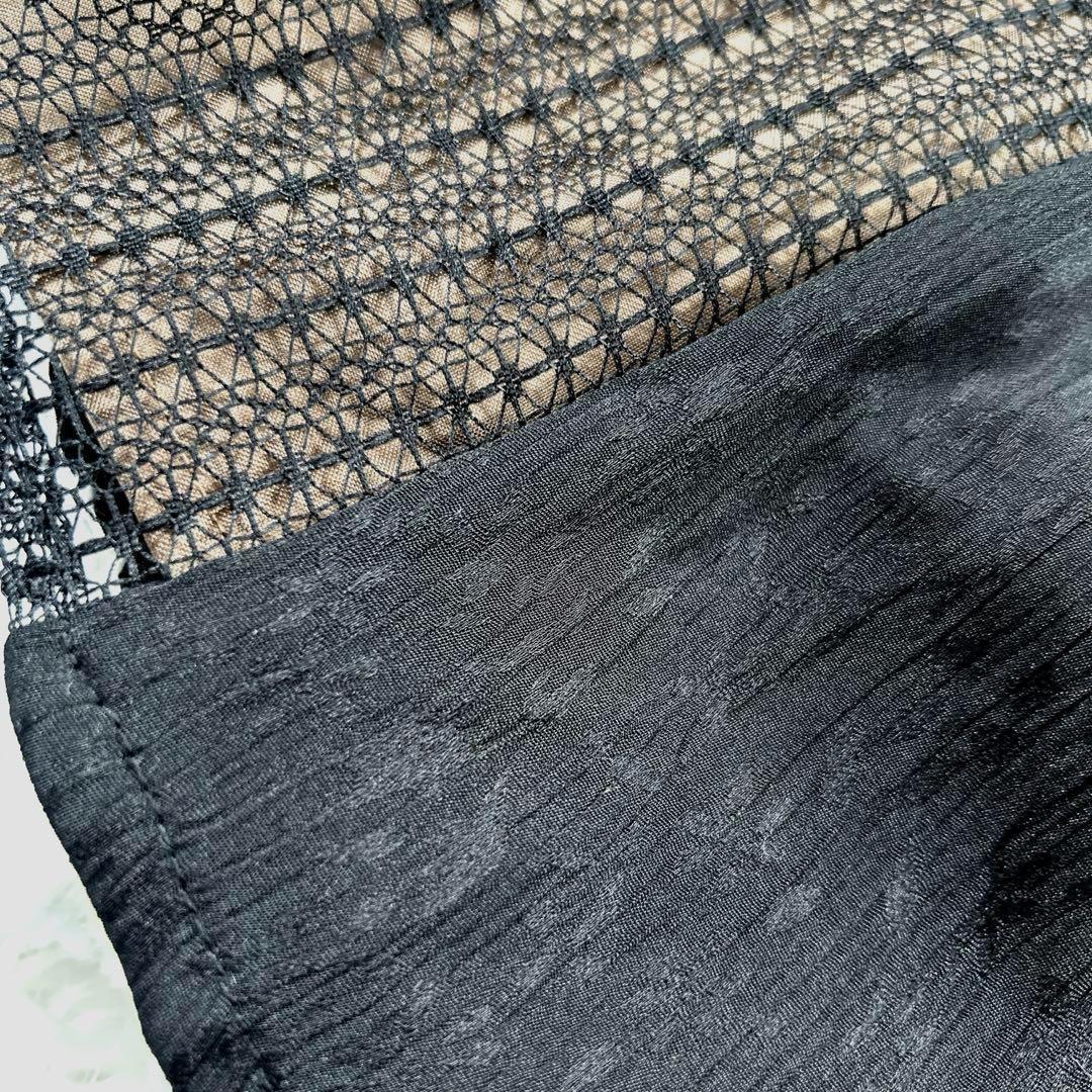 【4L】　カラルス　フロントドレープデザインレース×ジャガード切替ワンピース