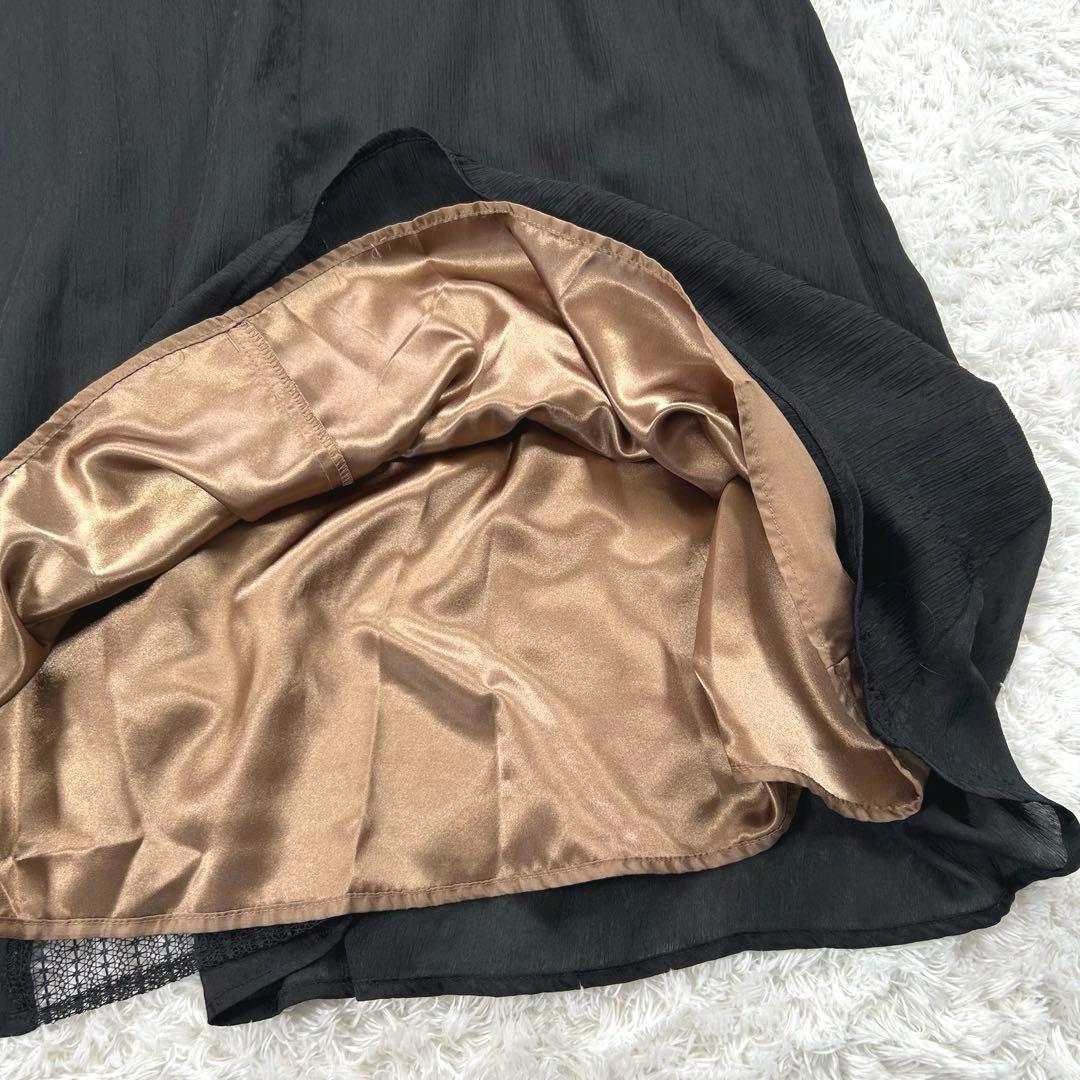 【4L】　カラルス　フロントドレープデザインレース×ジャガード切替ワンピース