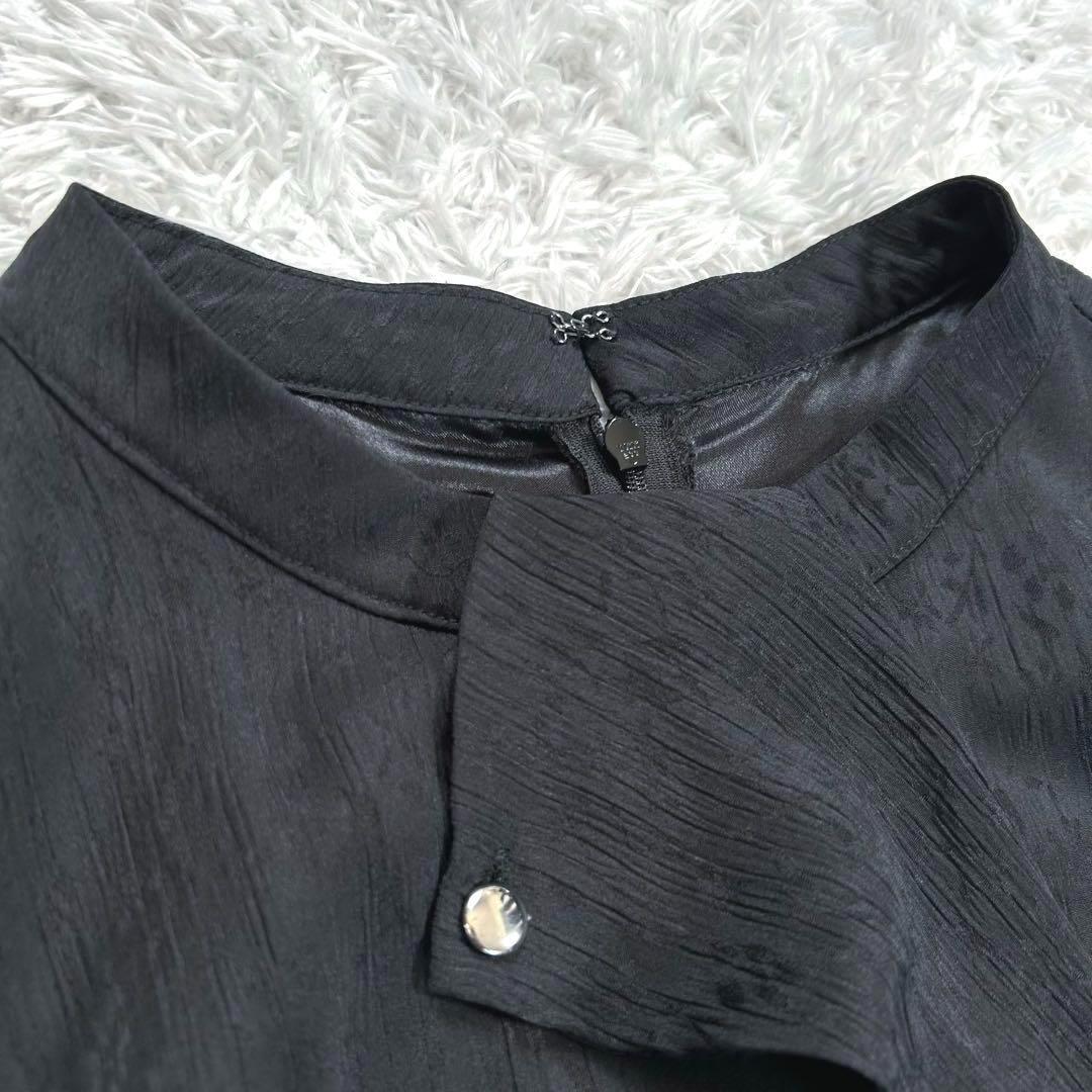 【4L】　カラルス　フロントドレープデザインレース×ジャガード切替ワンピース