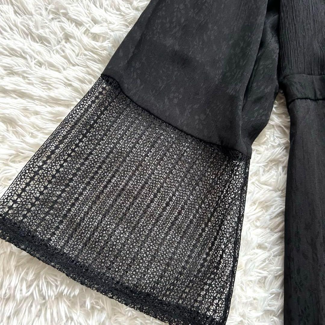 【4L】　カラルス　フロントドレープデザインレース×ジャガード切替ワンピース