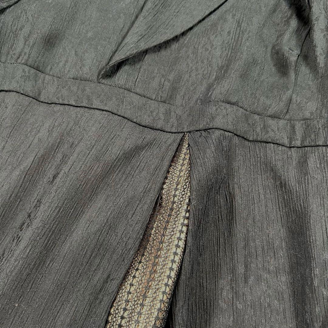 【4L】　カラルス　フロントドレープデザインレース×ジャガード切替ワンピース