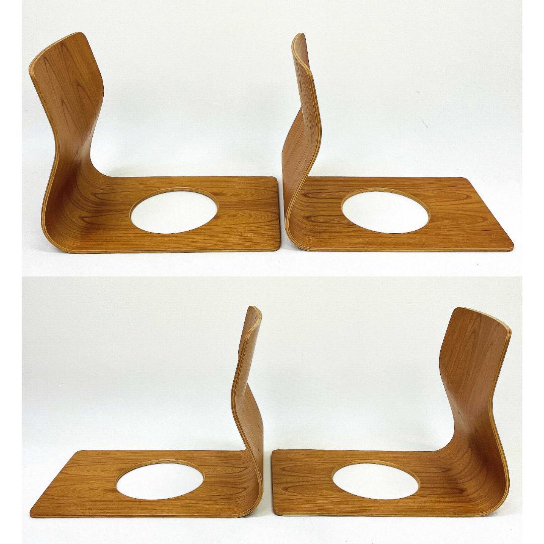 Tendo 天童木工 座椅子 2脚セット 藤森健次 曲げ木 ケヤキ板目 曲木⑳