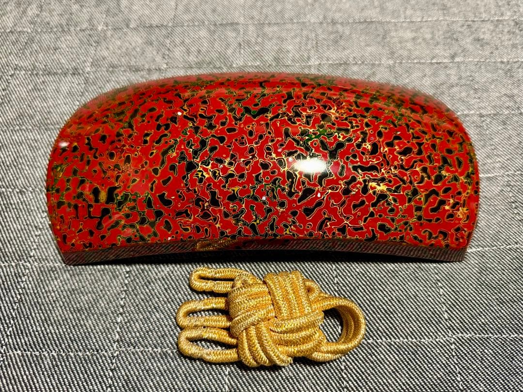 【美品】津軽三味線 胴掛け 津軽塗 五分大 赤系 螺鈿貝入 胴掛 高級品 音緒