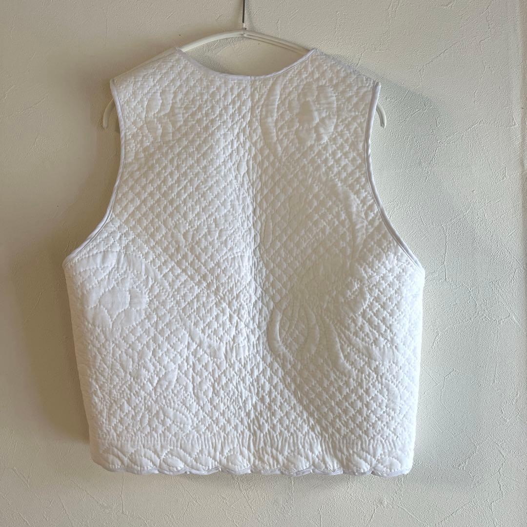 ホワイトキルトベスト　フランスアンティーク