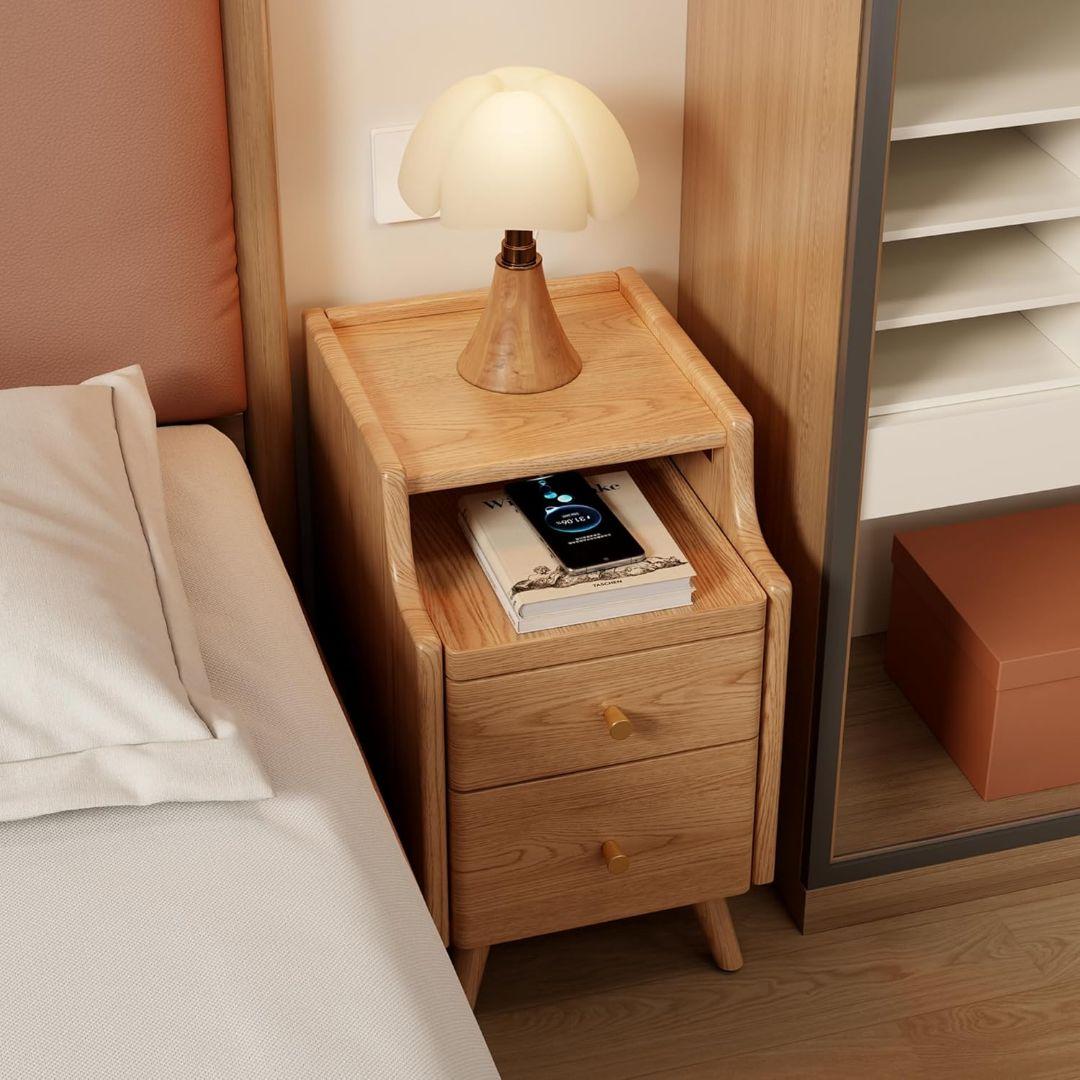 木製 ナイトテーブル ベッド サイドテーブル 30cm×40cm×50cm 木目