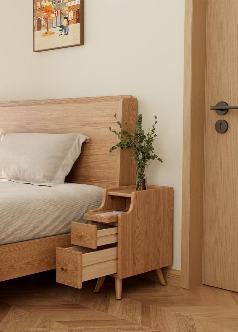 木製 ナイトテーブル ベッド サイドテーブル 30cm×40cm×50cm 木目