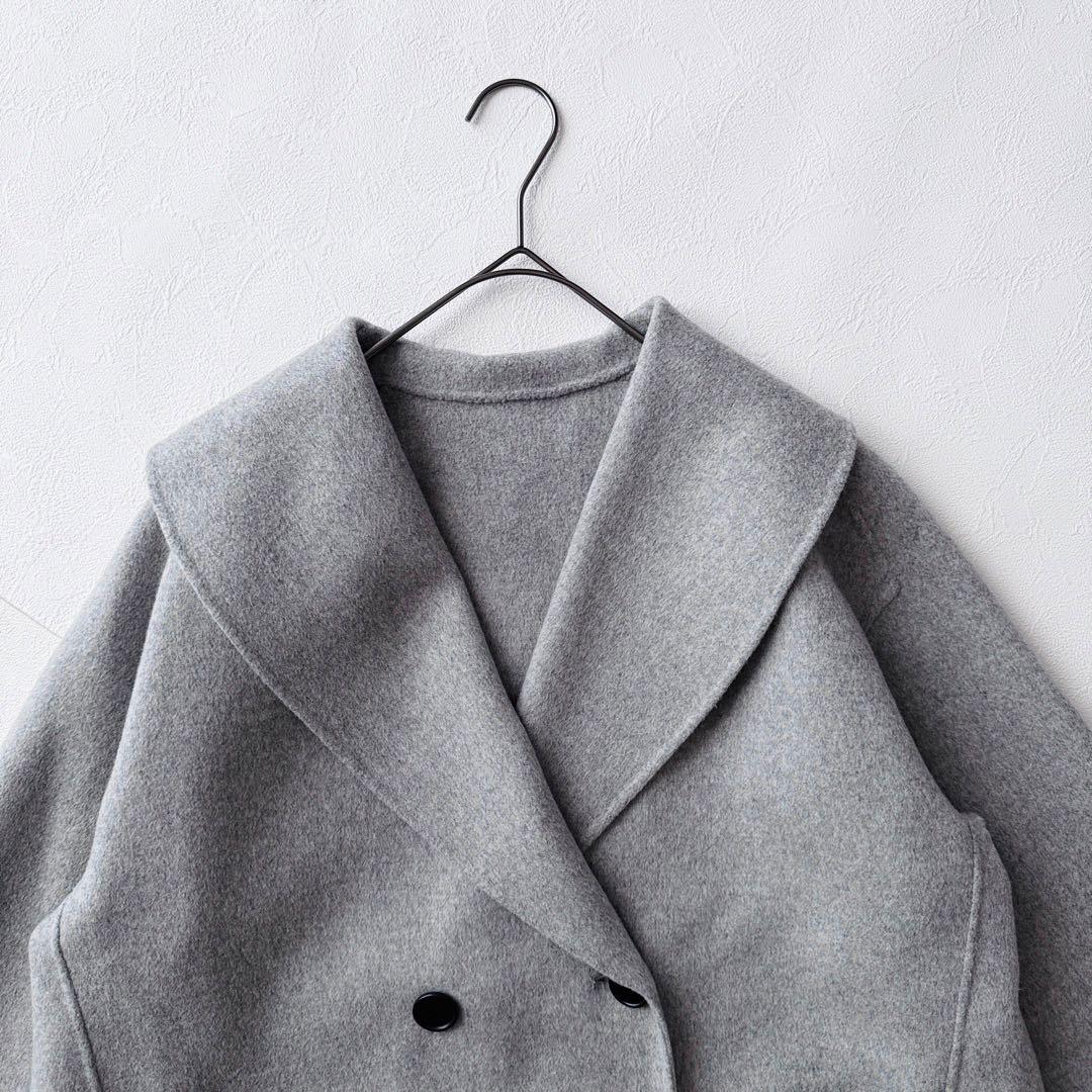 2988Z美品 アンタイトル 24年ショールカラーリバーコート ミドル丈5.5万