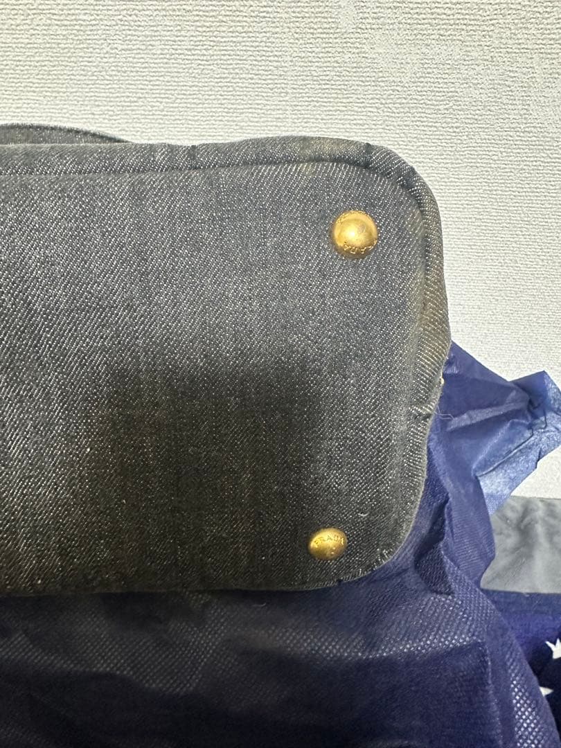 プラダ PRADA カナパ トートバッグ バッグ デニム レディース グレー系