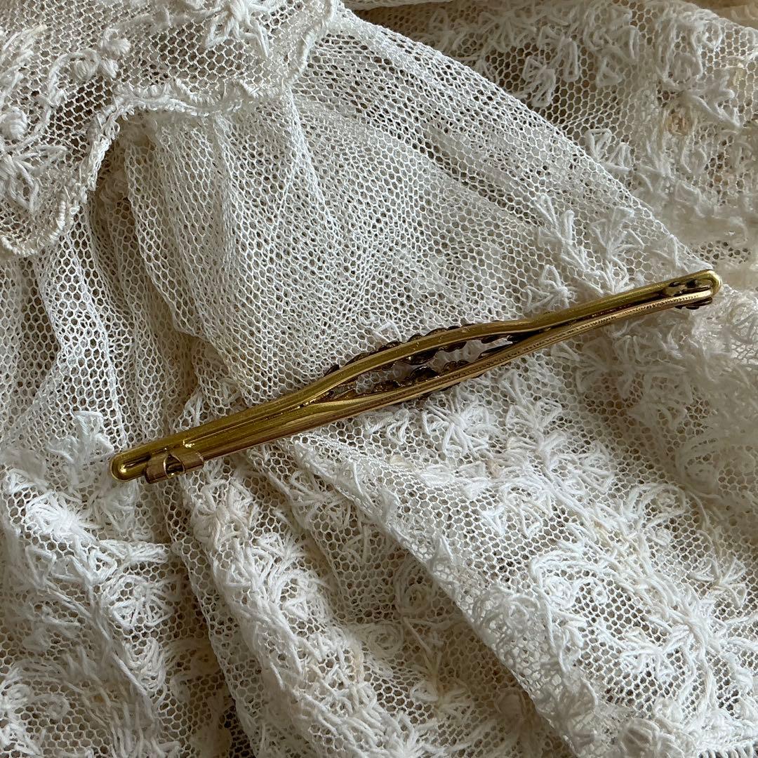 フランスアンティーク　ペンダントトップ＆ブローチ　ゴールドプレート　ビジュー