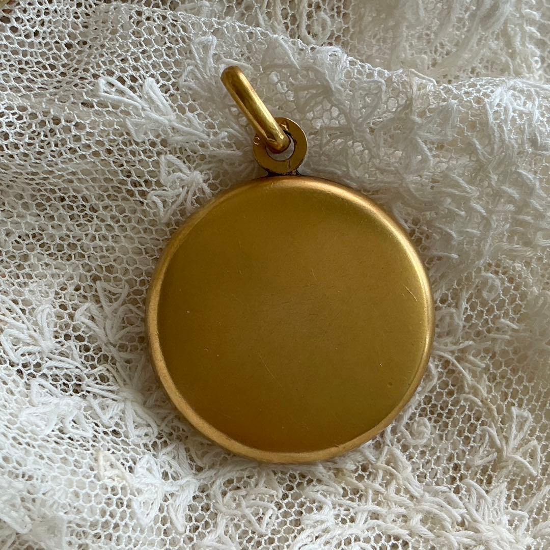 フランスアンティーク　ペンダントトップ＆ブローチ　ゴールドプレート　ビジュー