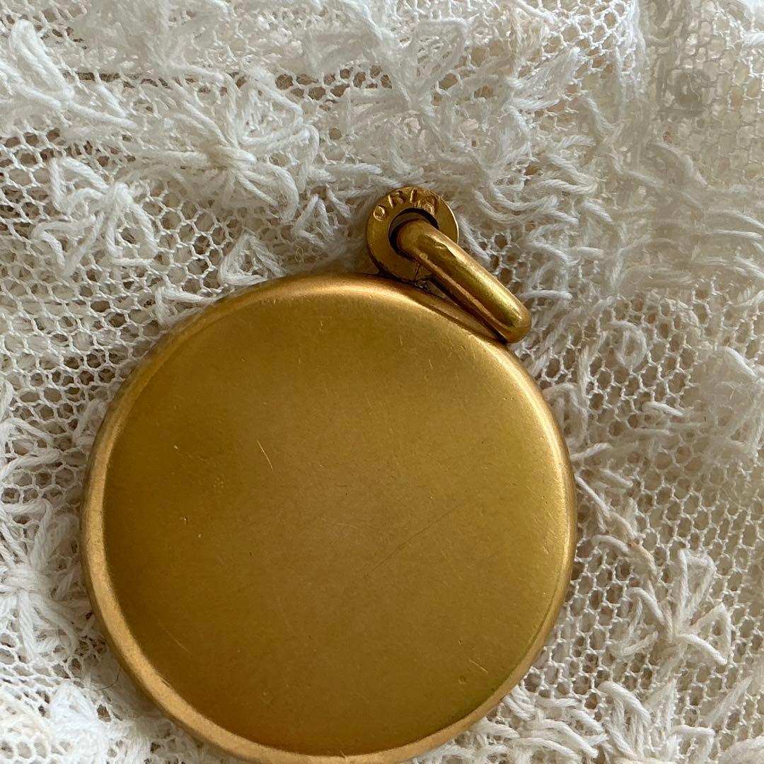 フランスアンティーク　ペンダントトップ＆ブローチ　ゴールドプレート　ビジュー