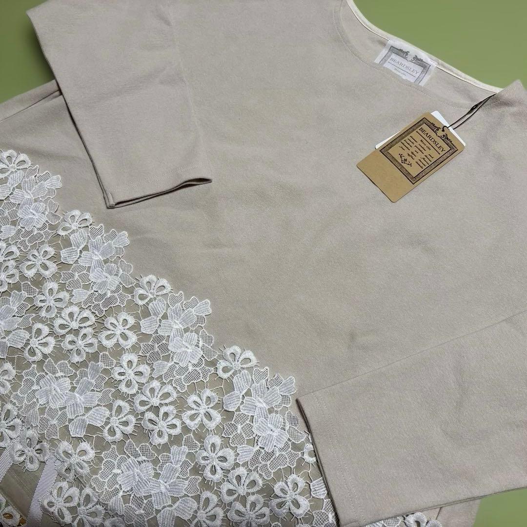 裾レースコットンカットソー