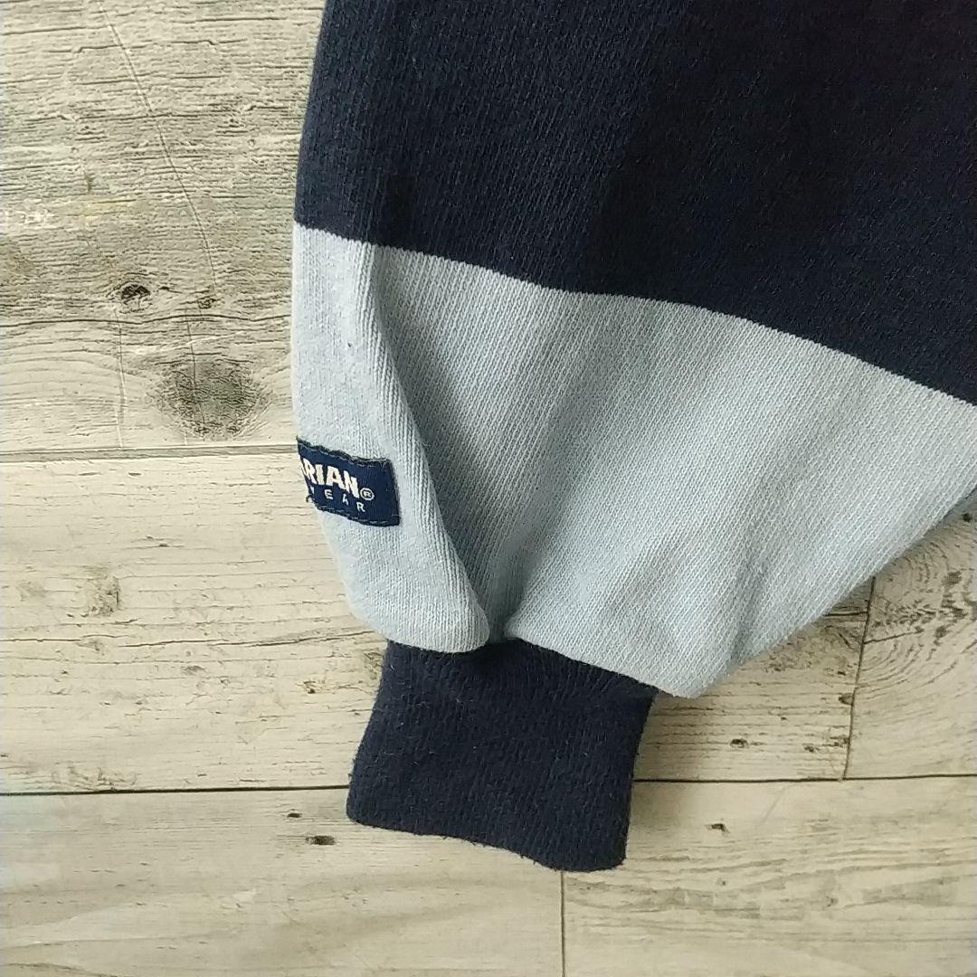 人気サイズ☆バーバリアン 太ボーダー 刺繍 米企業ロゴ ラガーシャツ XL