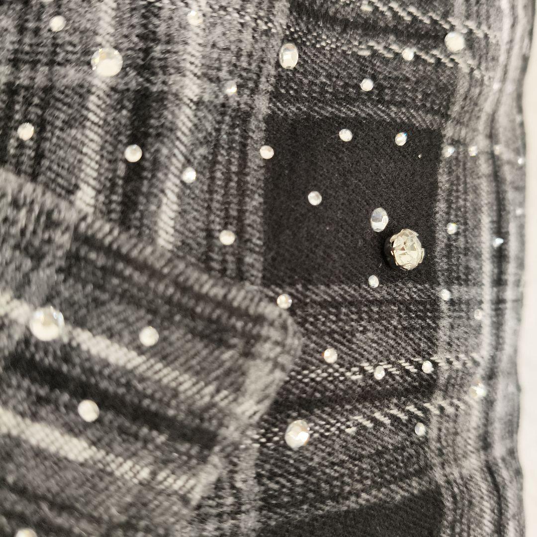 VYBES ラインストーン　スパンコール　チェック柄　シャツ　光る