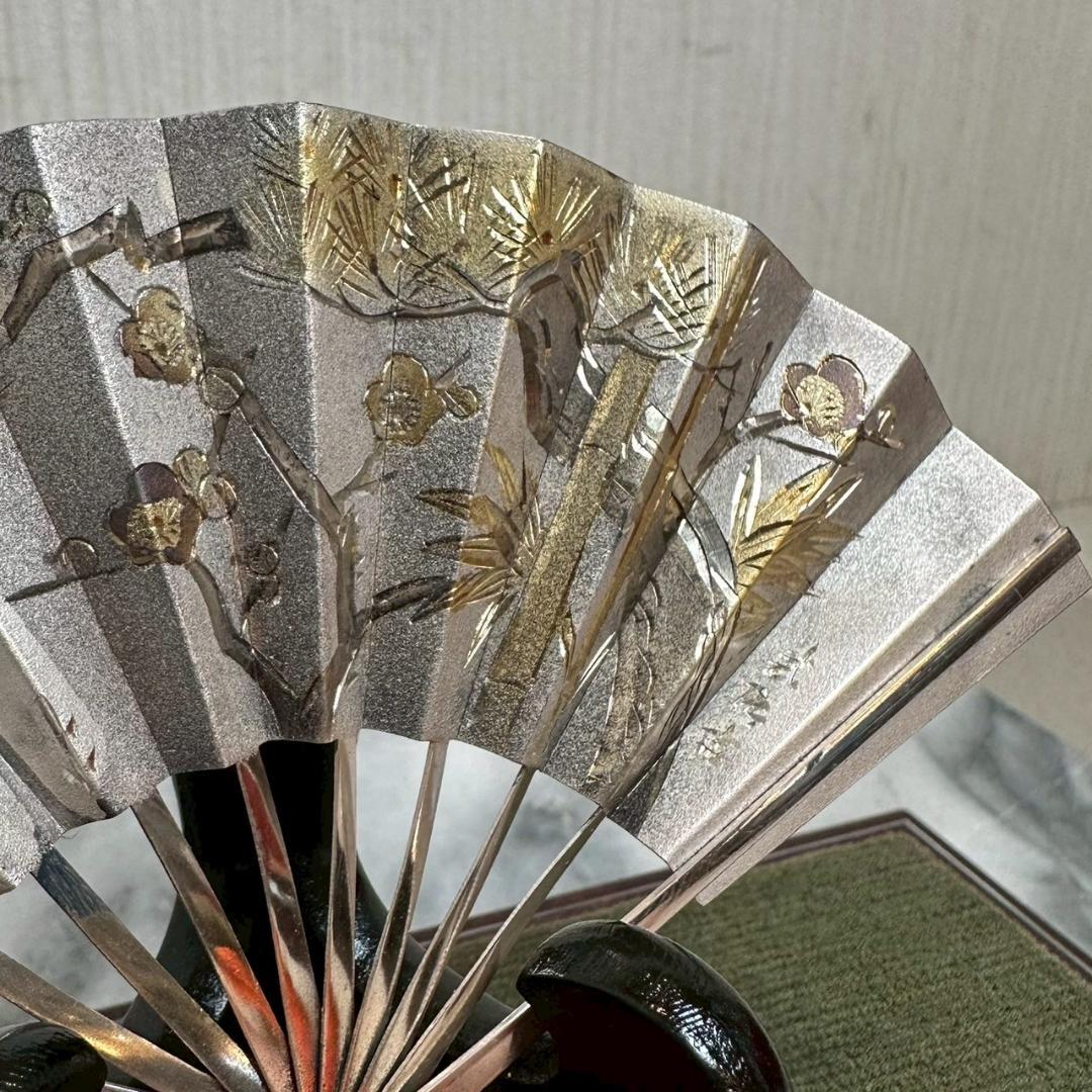 iΦ【 希少 】武比古作 純銀 扇 松竹梅 4.5号 刻印あり