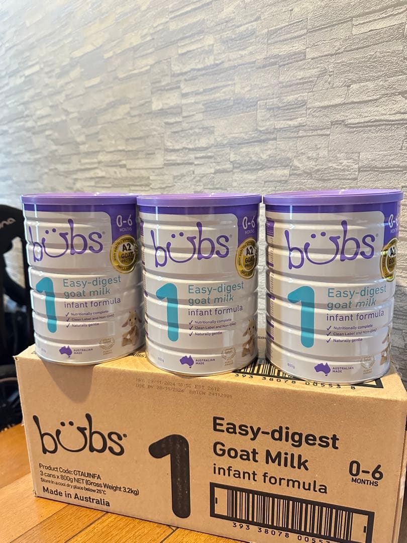 bubs A2 ヤギミルク1(0～6カ月) 800g 3缶セット 即日発送
