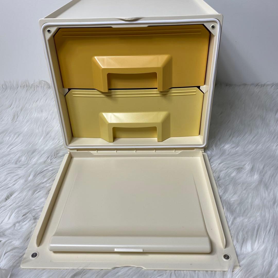 Tupperware スーパーチェスト ミニ 引出し２段 アイボリー白系