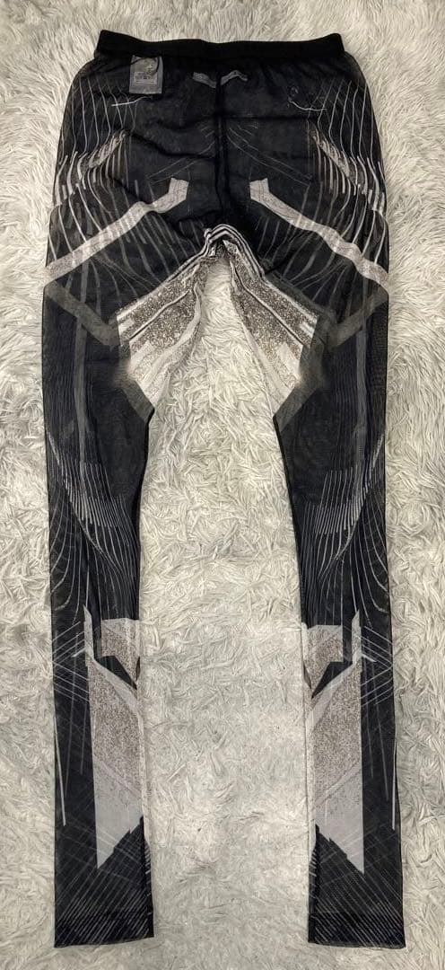 美品ユリウス 23SSコレクション プリント メッシュ レギンス パンツ0084