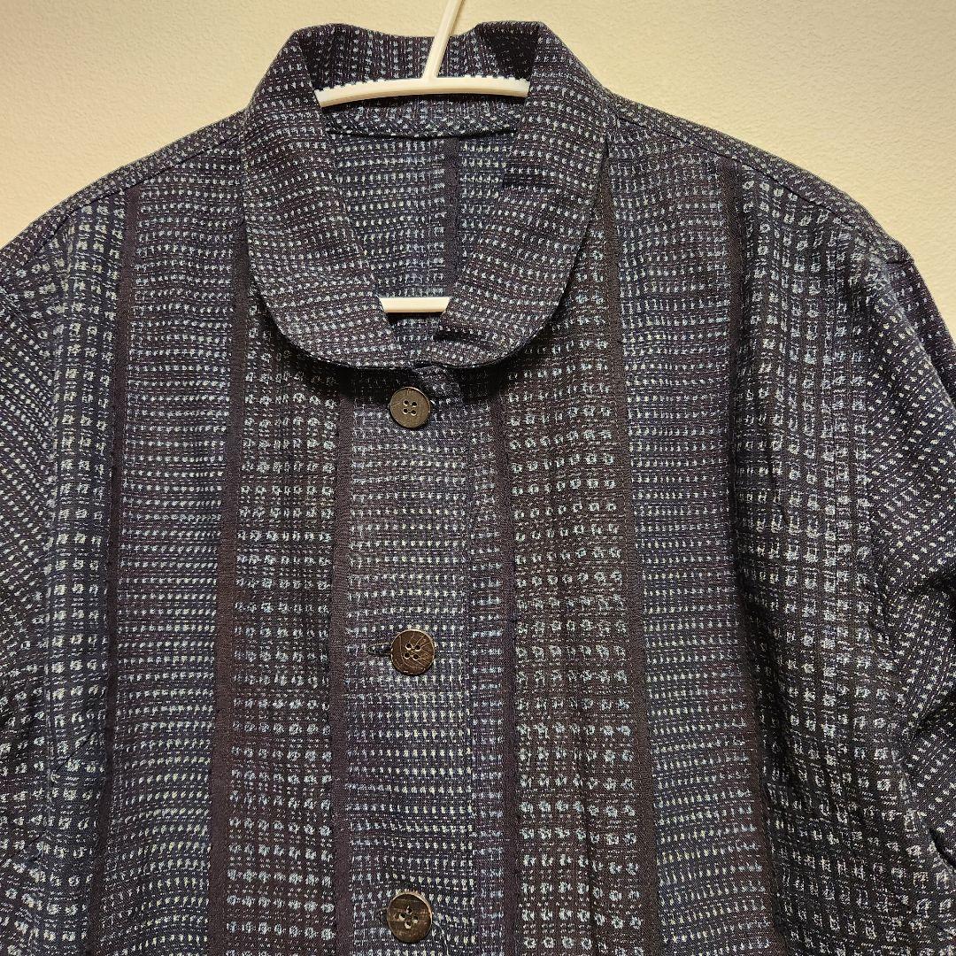 （12/31まで）　久留米絣　書生絣　リメイクコートワンピース　Lサイズ