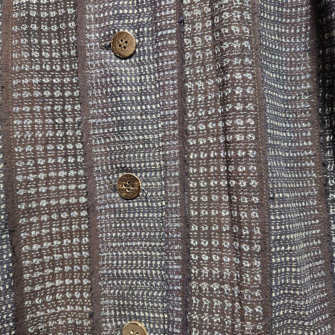 （12/31まで）　久留米絣　書生絣　リメイクコートワンピース　Lサイズ